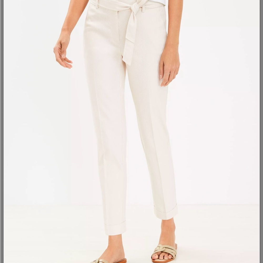 LOFT Cream Ankle Cropped Pants